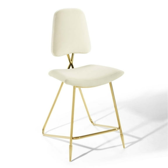 Modway Ponder Performance Velvet Counter Stool in Ivory