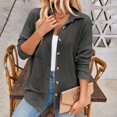 thumbnail image 6 of Olyvenn Stylish Womens Shacket Casual Button Down Shirts Loose Boyfriend Shirt Jackets Tops Jacquard Lightweight Long Sleeve Shirts Fall Tops Fashion Dark Gray 8, 6 of 8