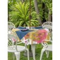 thumbnail image 2 of Outdoor Tablecloth with Umbrella Hole and Zipper, Christmas Tree Round Table Cloth 60 Inch Waterproof Tablecloth, Winter Snowflake Xmas Pink Pine Tree Picnic Table Cover for Patio Camping, 2 of 7