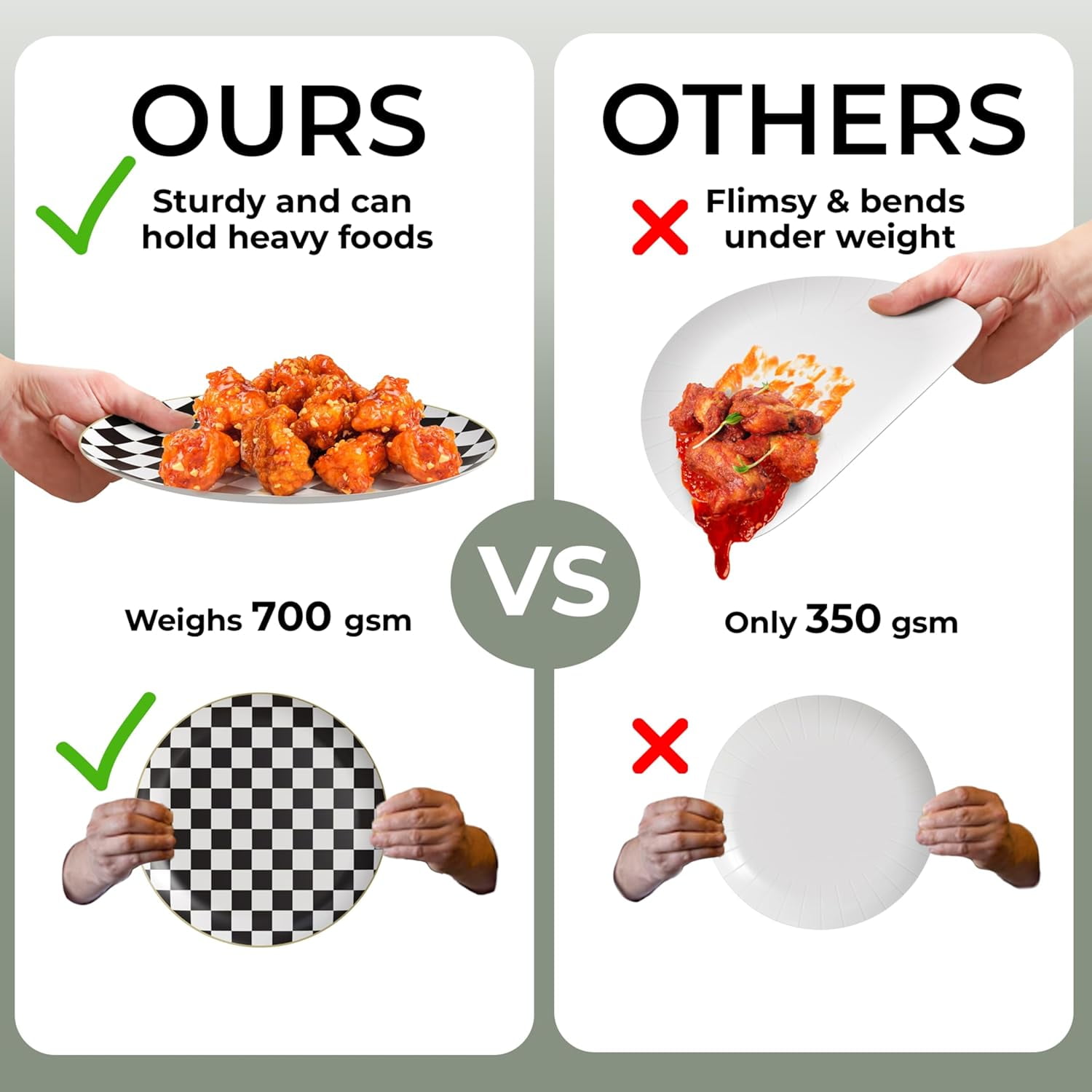 Trendables Heavy Duty Paper Plates Bulk 80 Pcs Disposable Party Plates - 40 X 8 Inch Dessert Plate & 40 X 10 Inch Paper Plate Checkered decor, black and white party decorations, race car decorations