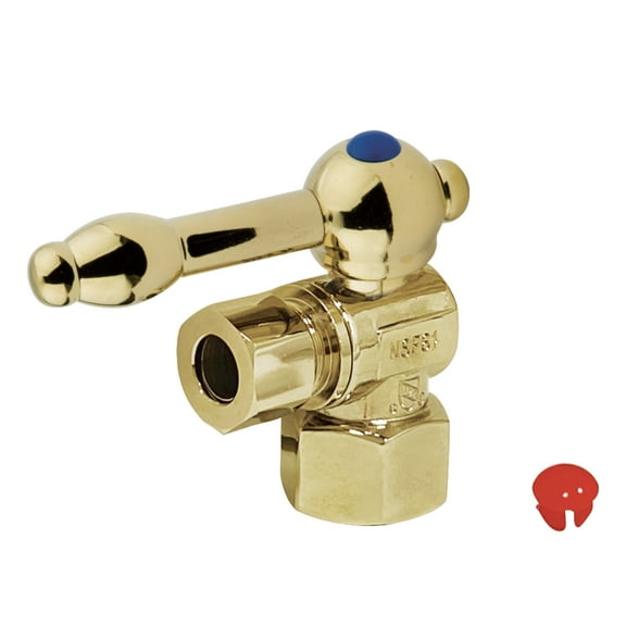 Kingston Brass CC43102KL 1/2-Inch FIP x 3/8-Inch O.D. Comp Quarter-Turn Angle Shut-Off Valve in Polished Brass