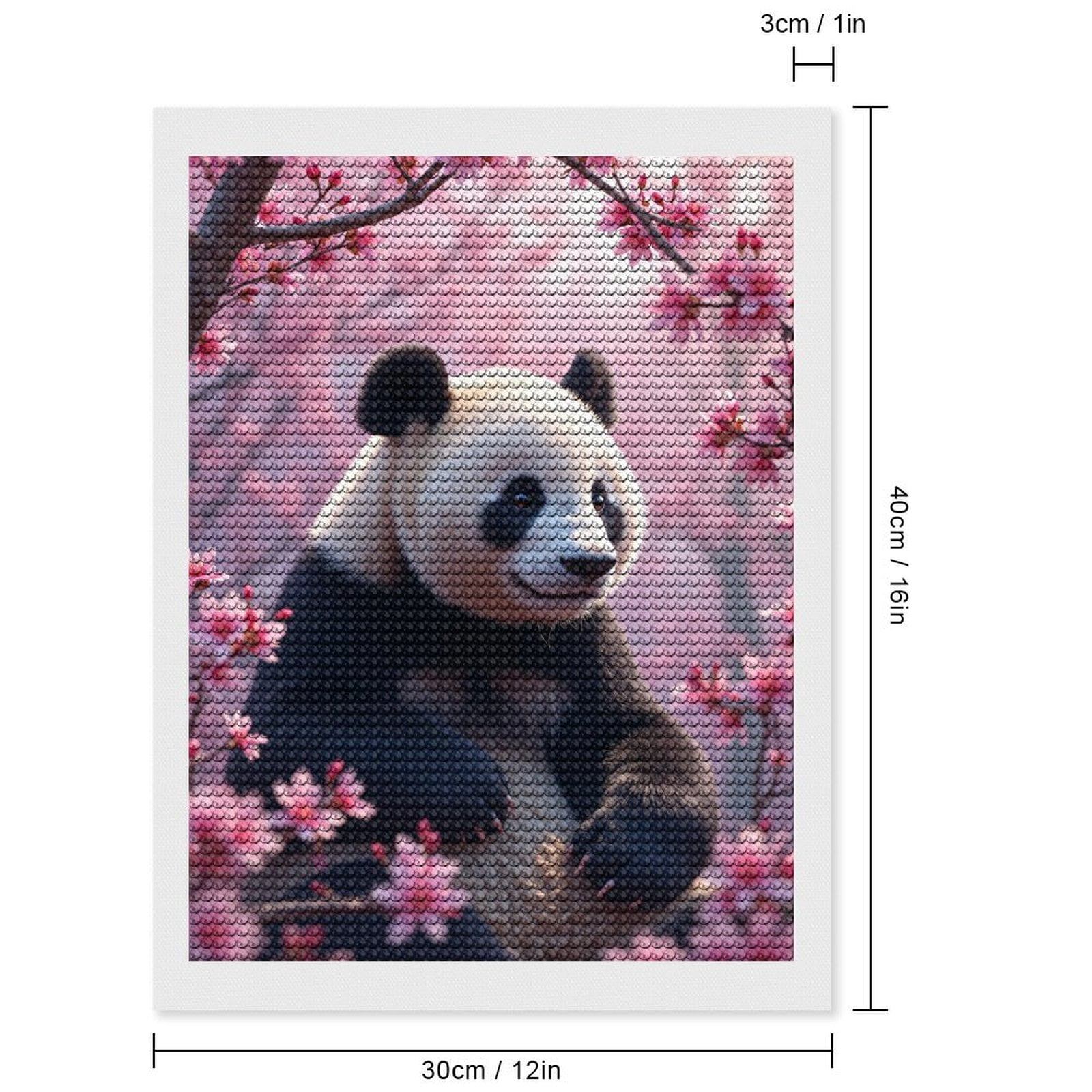 Diamond Art Kits for Adults, Panda Cherry Blossom Scene 5D Diamond Painting Kits for Adults Beginners, DIY Full Drill Diamond Painting, Gem Art and Crafts 12x16