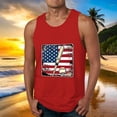 thumbnail image 2 of Pounoo New Tank Tops Men Fashion Casual Summer Loose Waistcoat Print Sport Round-Neck Tank Top Breathable Mens Athletic Sleeveless Shirts Red, 2 of 6