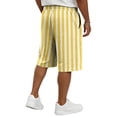 thumbnail image 5 of HKYNLAG Men's Summer Beach Shorts Elastic Waist Drawstring Striped Bermuda Shorts Casual Vacation Holiday Shorts with Pockets Yellow 3XL, 5 of 5