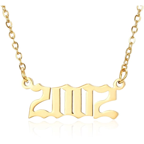 Número de cumpleaños colgante collar de acero inoxidable número de oro cumpleaños collar cadena joyería señoras niñas Vhermosa LRWJ198-16