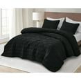 thumbnail image 2 of Chezmoi Collection George 3-Piece Jacquard Quilt Set King Size, Black Textured Woven Lightweight Rectangle Quilted Bedspread for All Seasons (1 Quilt 108x96 inches, 2 Shams), 2 of 9