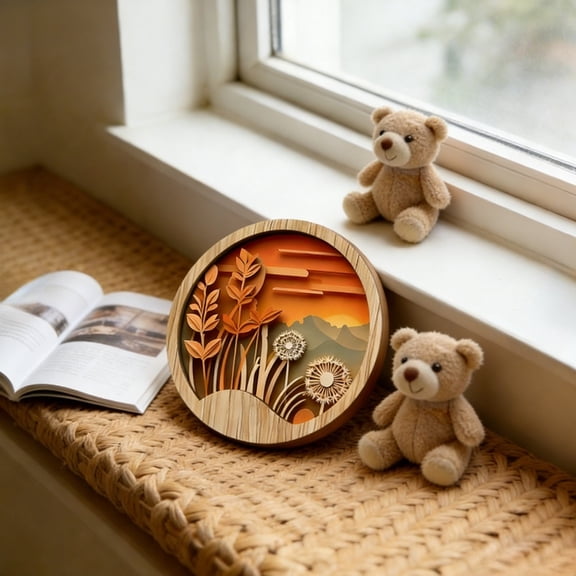 Euaioeiu 3D Layered Wooden Wall Art, Modern Home Decor, Nature Inspired Floral Sunflower Daisy Design, Handcrafted Rustic Farmhouse Decor for Living Room Bedroom Entryway Wall Decoration