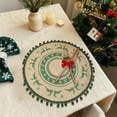 thumbnail image 6 of Virelaxpo Green Christmas Placemat with Pom Pom - Round Woven Table Mat for Holiday Dining, Snowflake and Reindeer Patterns, Heat Resistant and Easy Clean, 38x38cm, 6 of 6