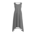 thumbnail image 5 of Arnsht Summer Casual Dresses for Women Plain Sleeveless Round Neck Midi Dress Swing Tank Sundress Pleated Tshirt Dress with Pockets Gray XXL, 5 of 8