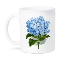 3dRose, Blue hydrangea flowers vintage art - floral drawing - summery - flowery spring - antique image, 11oz Mug