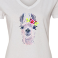 thumbnail image 4 of Inktastic Cute Llama with Flower Women's V-Neck T-Shirt, 4 of 5