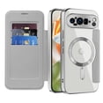 thumbnail image 4 of Allytech Flip Case for Google Pixel 8A, [Compatible with Magsafe] PU Leather Clear Back Cover RFID Blocking Cards Slots Wallet Phone Case for Google Pixel 8A, Gray, 4 of 8