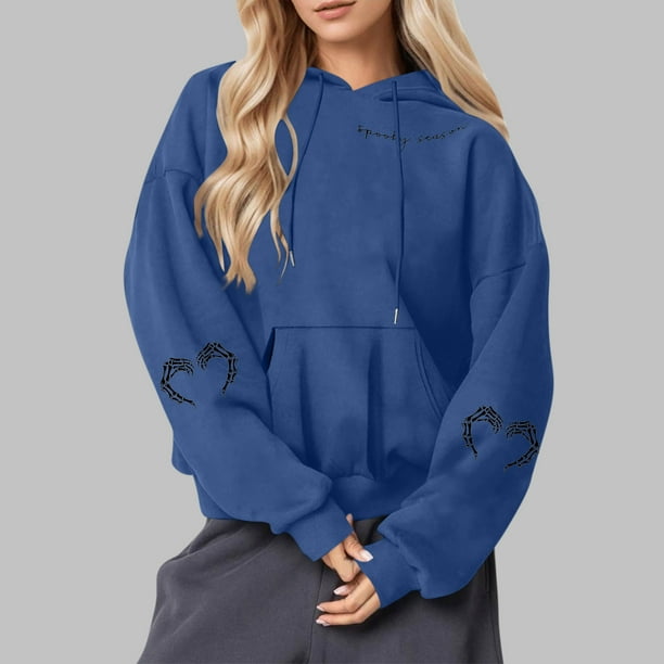 Heisall Womens Hoodies Halloween Print Hooded Longline Sweatshirts Long Sleeve Pocket 2025 New Arrival Autumn Winter