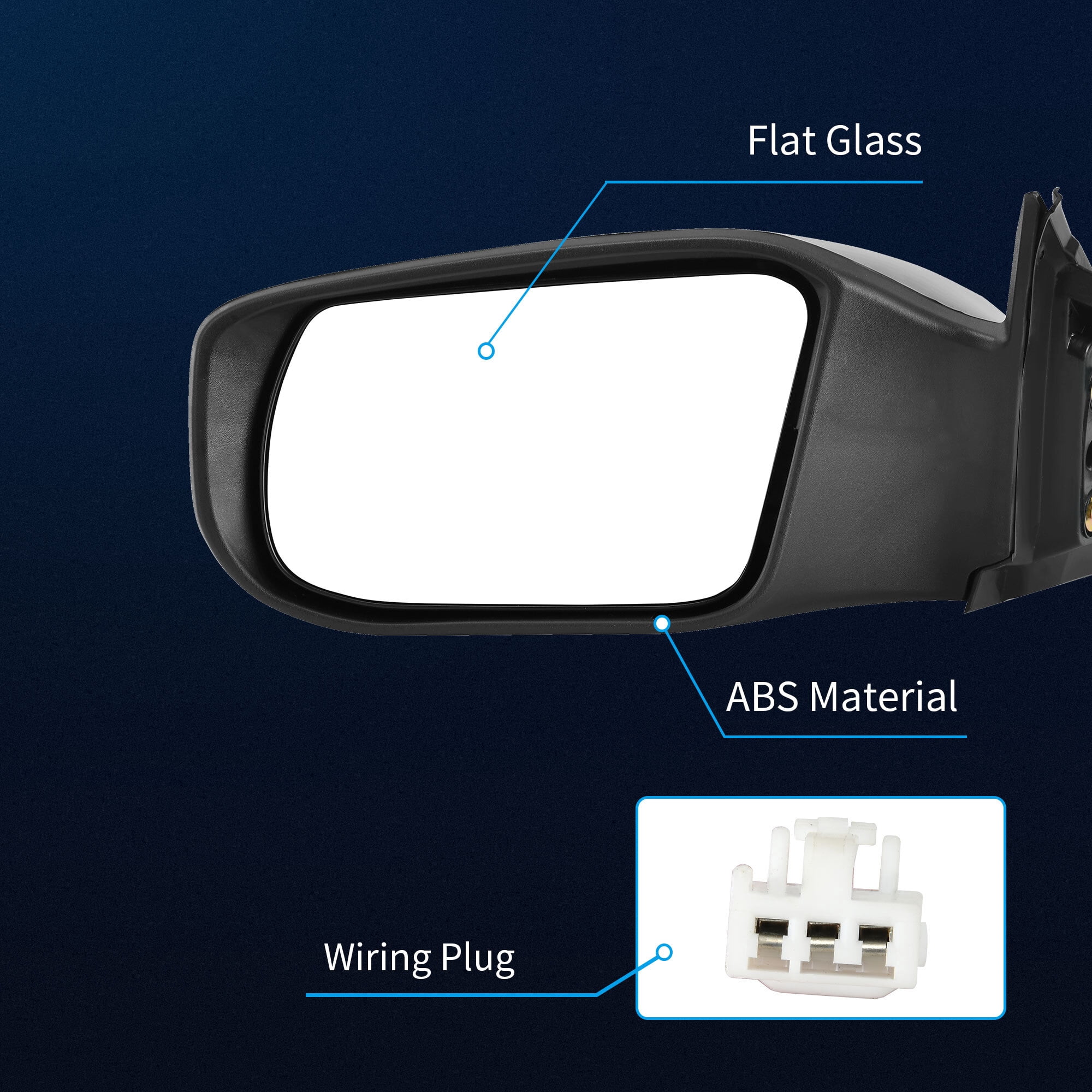 LEDKINGDOMUS  Repl Power Side Mirror Driver Left for 2014-2018 Nissan Altima & 2013 Altima Sedan (Sedan Only), Adjustable Manual Glass OEM-Style Plug Play Install