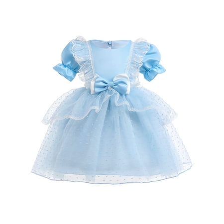 

Shakub Kids Flower Girls Puff Short Sleeve Princess Elegant Ball Gown Bowknot Mesh Evening Party Tulle Tutu Dresses
