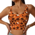 thumbnail image 1 of Fotbe Retro Halloween Sujetador Deportivo Largo sin Aros para Mujer con Almohadillas y Soporte Medio, Transpirable y Absorbente, Camiseta Tipo Chaleco o Tank Top-Small, 1 of 8