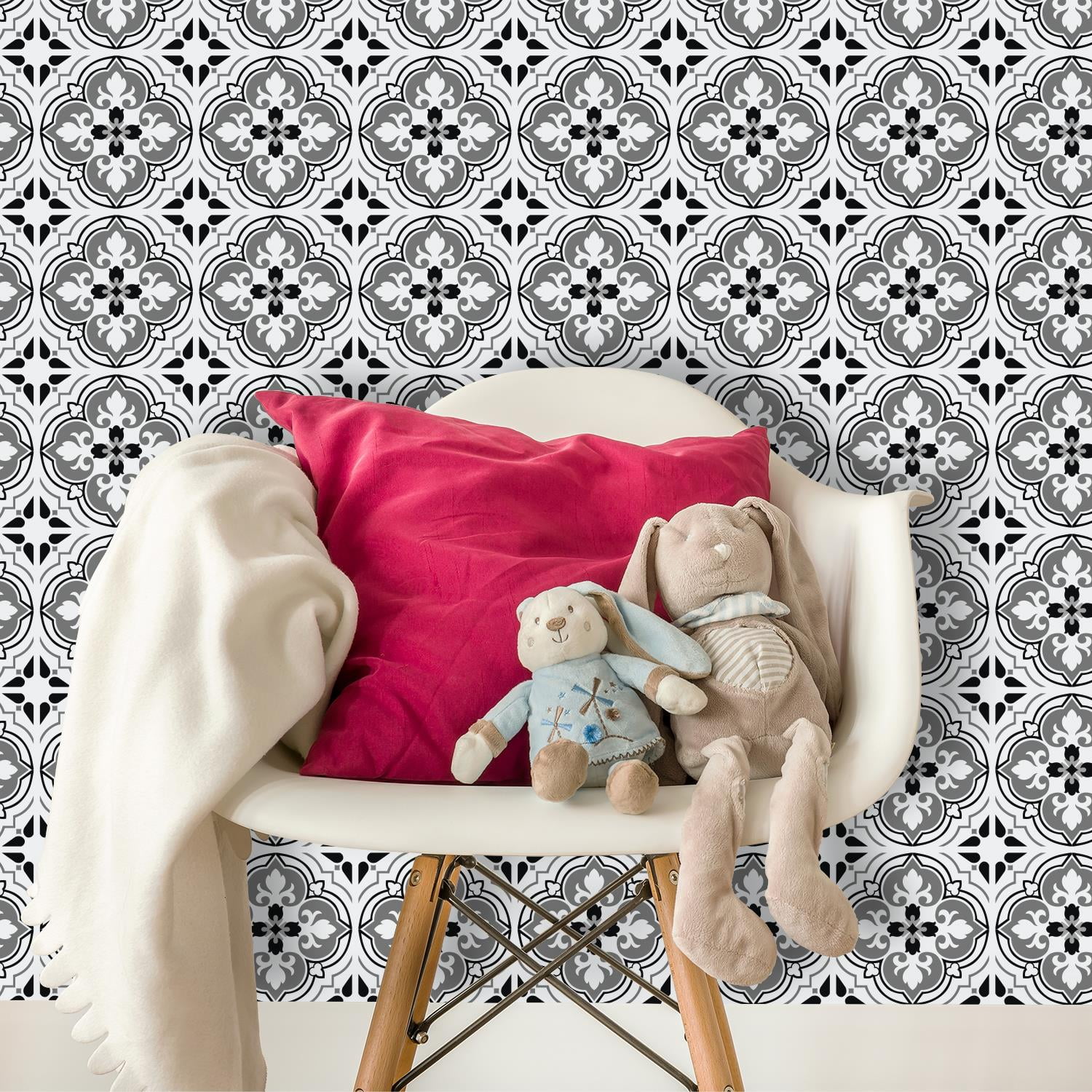 Walplus Peel and Stick Backsplash Seamless Antique Floral Wall Tile