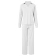 thumbnail image 6 of felwors Women's 2 Piece Lounge Sets Side Slit Outfits Wide Leg Tracksuit Comfy Loungewear Fashion Sweatsuit White, M, 6 of 8