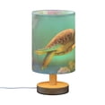thumbnail image 2 of Green Sea Turtle in Ocean Bedside Table Lamp LED Warm Lights with USB Charging Port Retro Cylinder Desk Lamps, 2 of 7