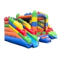 thumbnail image 4 of Pogo Crossover Double Water Slide Bounce House Combo, Building Block Removable Pools, 4 of 8