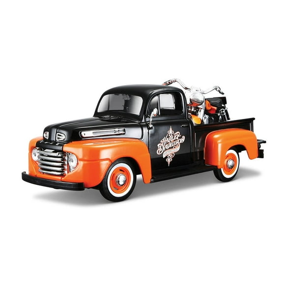 Maisto Tech Maisto-1:24 Pick up Truck with 1:24 Motorcycle - H-D '58 Flh Duo Glide + 1:24 '48 Ford F-1