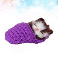 thumbnail image 4 of Muñeco de peluche de gato durmiendo en pantuflas, mini gatito con maullidos, juguete de mano decorativo, regalo para niños y niñas (morado), 4 of 8