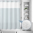 thumbnail image 2 of No Hook Shower Curtain, Blue Striped Shower Curtains for Bathroom with See Through Top Window, Blue White Stripes Farmhouse Waterproof & Washable Bath Curtain Stall 48"x72", 2 of 9