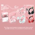 thumbnail image 4 of Tholdsy G19 Pink Cat Ear Cute Girl Auriculares para juegos con micrófono Reducción de ruido Estéreo Música RGB Flash Light Auriculares con cable Cables de audio/vídeo azul claro, 4 of 6
