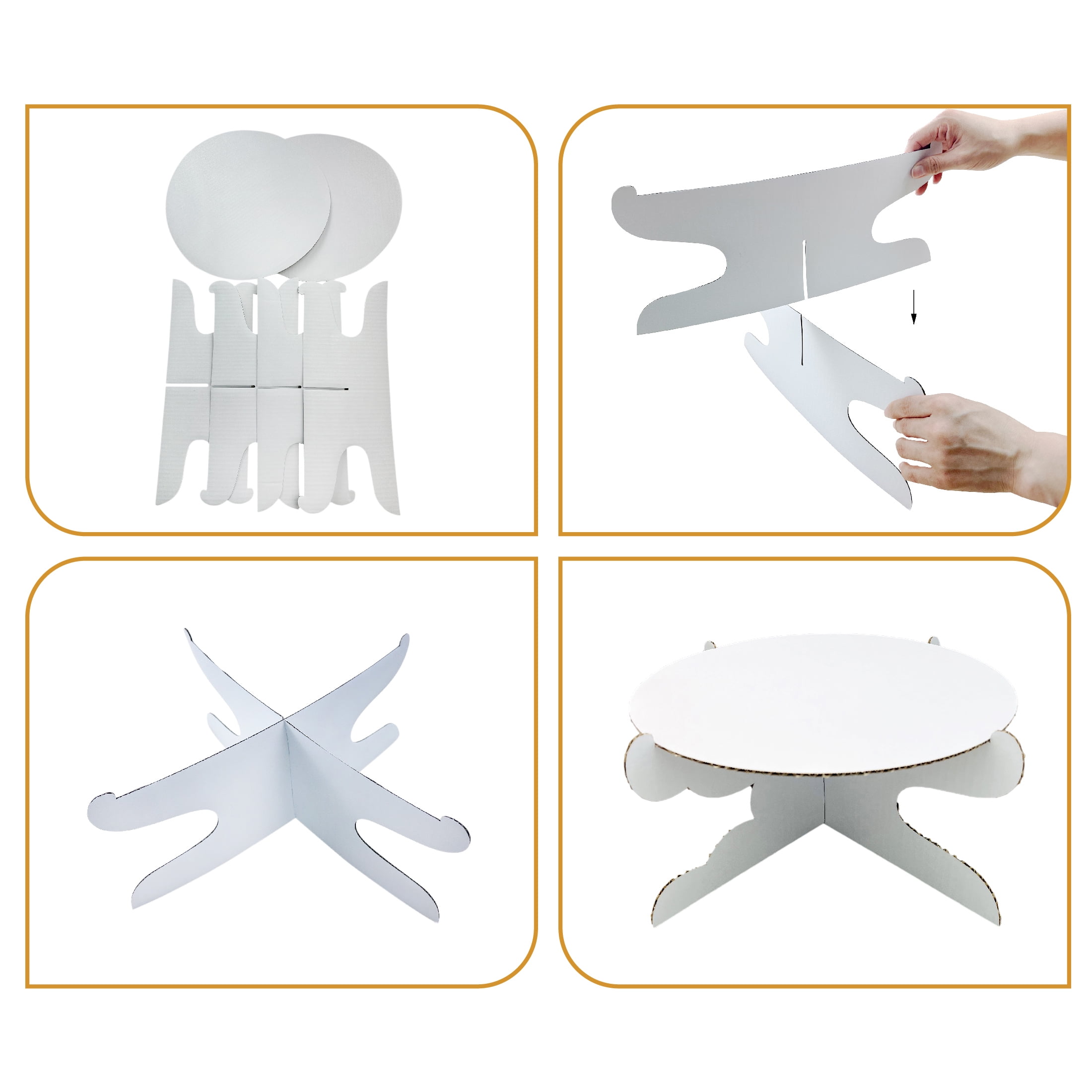 12 in Diameter, 5.5in Height, White Round Cake Stand, Paper Corrugate Board,2 Counts,Way to Celebrate