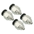 thumbnail image 1 of Uxcell 6mm x 10-32 UNF Conectores de empuje macho para conectar líneas de aire neumático, paquete de 4, color plateado, 1 of 6