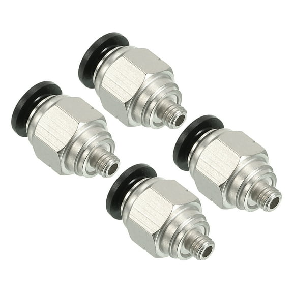 Uxcell 6mm x 10-32 UNF Male Thread Push to Connect Fittings Pneumatic Air line Quick Connect Fittings 4 Pack Silver
