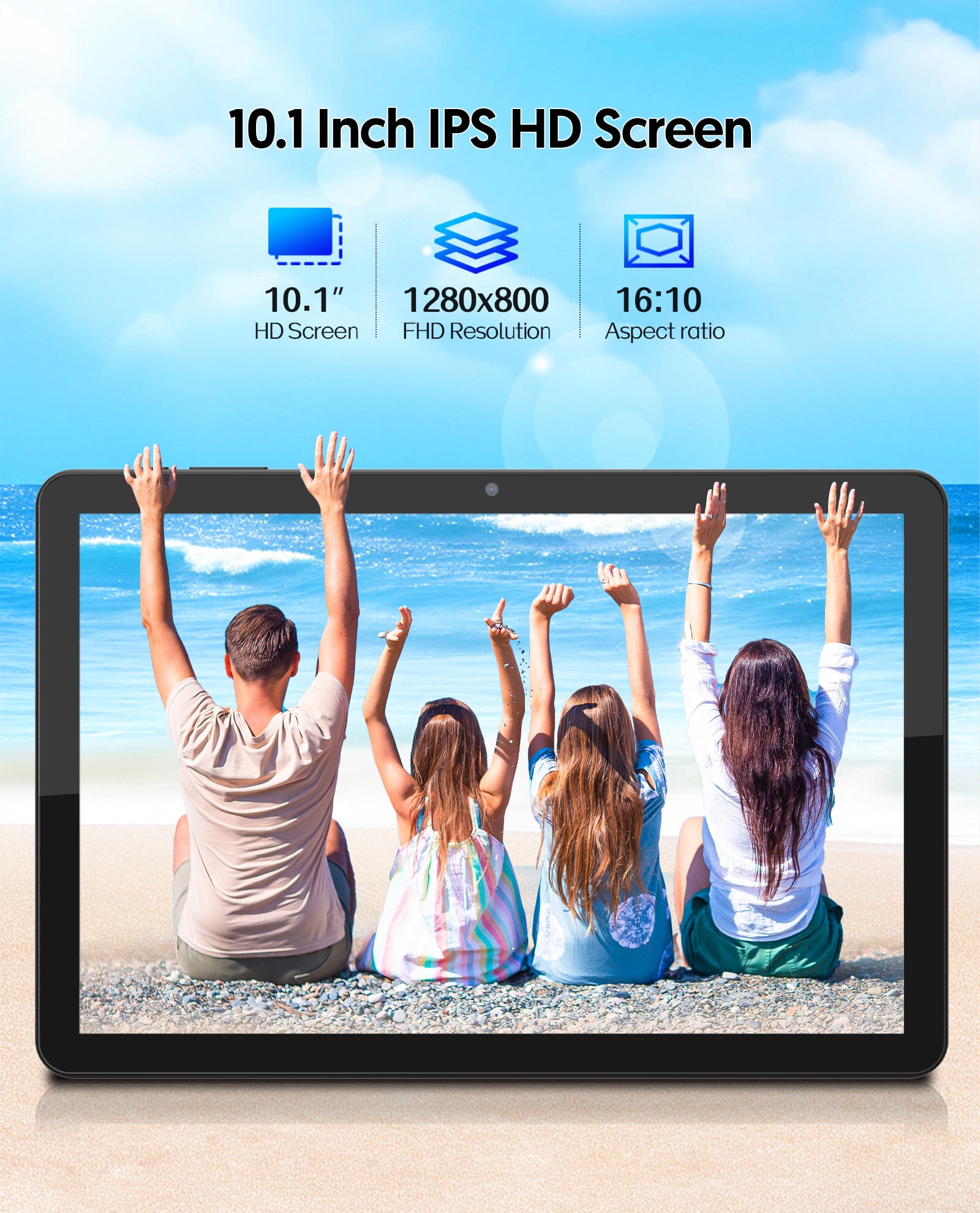 FITIFUN Android 14 Tablet 10.1 inch Tablet, 8GB RAM+32GB ROM+1TB Expandable,Octa-Core,5G Wi-Fi 6, 2+8MP Dual Camera,6000mAh Battery,1280x800 FHD IPS, Bluetooth,2 in 1 Tablets with Keyboard,Mouse,Case