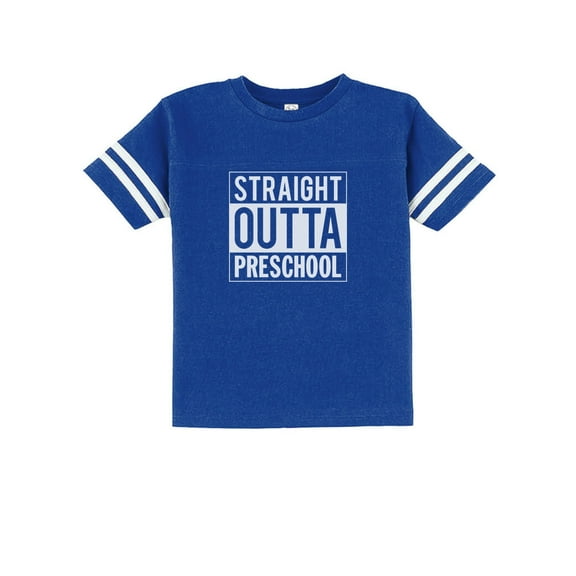 Straight Outta Preschool Toddler's T-Shirt - Unisex Kids' Graduation Celebration Top - Unique Humor Graphic Tee - Perfect Back-to-School or First Day of Kindergarten Outfit - Preschool Farewell Gift