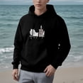 thumbnail image 2 of Stylish Women's Long Sleeve Hoodie with Pockets - Black Pullover featuring Abstract Building & Tree Design on White Background, 2 of 7