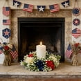 thumbnail image 4 of Independence Day Wreath, Patriotic Red White and Blue Door Hanger, Artificial Candle Flower Wreath for 4th of July Front Door Wall Home Decor, 4 of 6