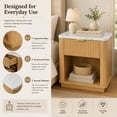 thumbnail image 4 of UHOMEPRO Modern Nightstand with Faux Marble-Look Top, Natural Bedside Table with with Storage Drawer and Open Shelf, Wooden Bedside Storage Cabinet Unit for Bedroom, Guest Room, Dorm, 4 of 7