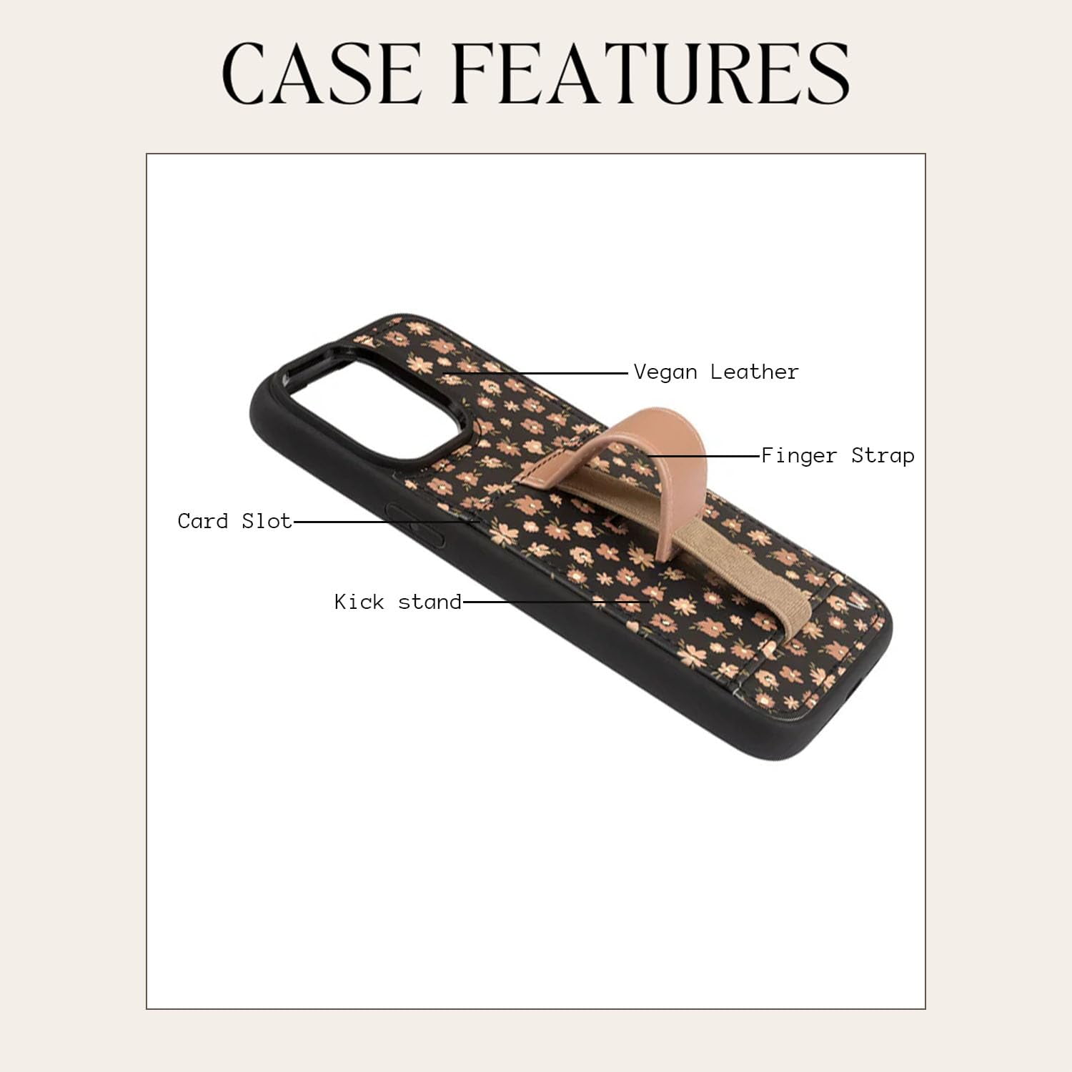 WALLI CASES for iPhone 12 Pro Max Case Aesthetic Wallet Phone Case Card Holder, Securely Holds up to 2 Cards - Cute, Trendy Phone Cover for Women, fits iPhone 12 Pro Max, w/ Kickstand & Finger Strap