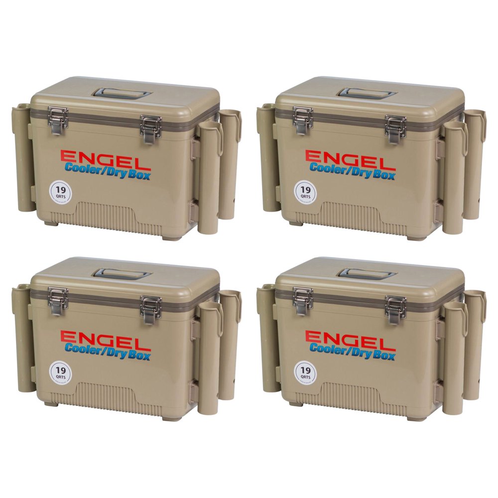 Engel 19 Qt. Fishing Rod Holder Attachment Insulated Dry Box Ice Cooler (4 Pack)