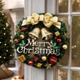 thumbnail image 6 of LEFXSMR Christmas Wreaths for Front Door, 12" Christmas Wreath with Bells Bow Balls, Christmas Decorations for Porch Window Mantel Home Winter Holiday, 6 of 6