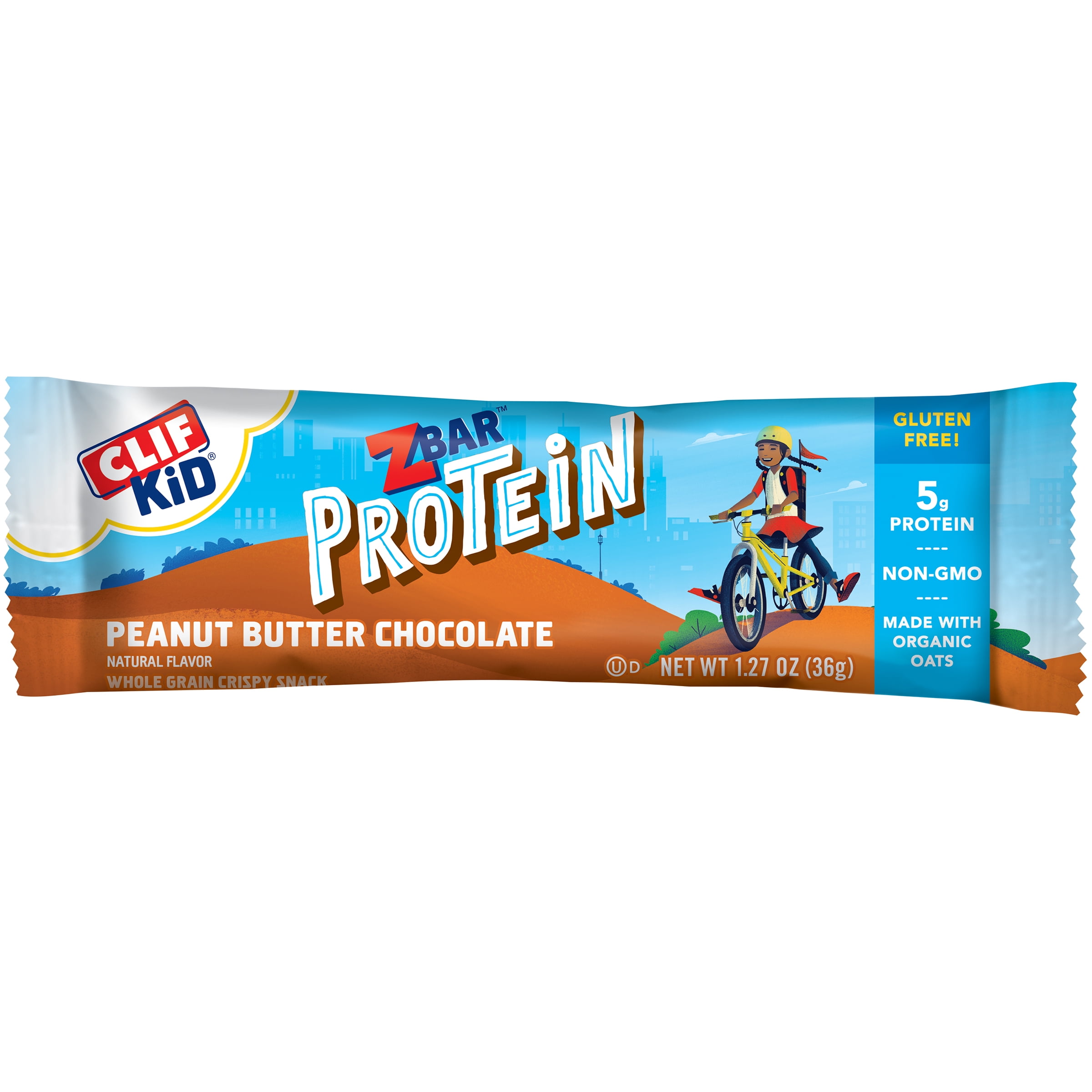 Clif Kid Zbar Protein Granola Bars, Gluten Free, Peanut Butter Chocolate, 5 Ct, 1.27 oz