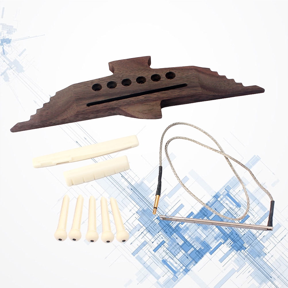 PAMINGONO 1Set Coffee Swallow Shape Wood Guitar Bridge and Accessories for Folk Guitar Replacement 11.9 x 2.1 x 0.4in