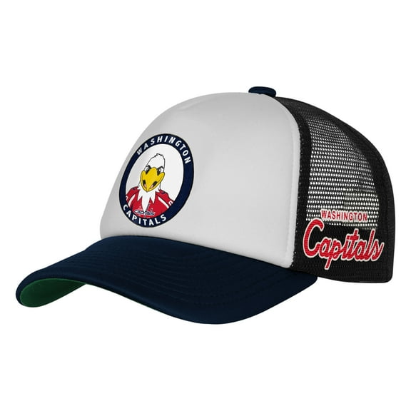 Youth Mitchell & Ness  White Washington Capitals Mascot Adjustable Trucker Hat