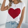 thumbnail image 7 of yillto Women Valentine's Day Tops Short Sleeve Knit Sweater Cute Heart Printed Lightweight Pullover Sweaters, 7 of 7