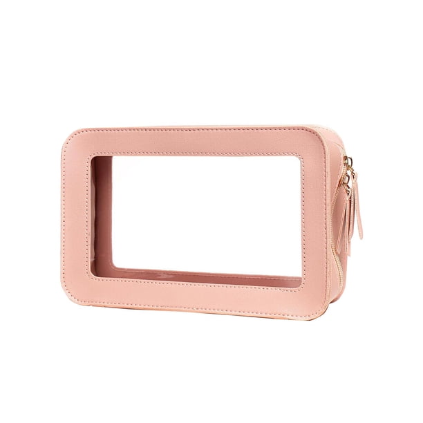 Buy 2 get 10% off Transparent PVC Square Toiletry Bag, Fashionable Splicing Skin Care Product Storage Bag, Portable Travel Cosmetic Bag