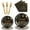 100PCS/Black Gold, variant on 100PCS Birthday Party Supplies Black and Gold Tableware Set Serves 25, Happy Birthday Paper Plates with Napkins and Plastic Forks for Men Women Kids Birthday Party Decorations