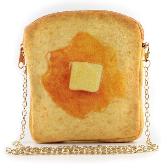 YOUI-GIFTS butter Toast Shoulder Bag,Cute Plush Food Crossbody Handbag for Women
