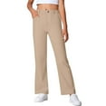 thumbnail image 3 of TrendOFT Khaki Girls Uniform Pants Kids High Waisted Flat Front Wide Straight Leg Dress Pants Casual Trousers with Pockets 14-15 Years, 3 of 9