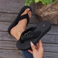 thumbnail image 2 of KIJBLAE Women's Rhinestone Sparkly Open Toe Flip Flops, Wide Size Casual Beach Slippers for Summer Outdoor Black 41, 2 of 8
