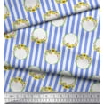 thumbnail image 3 of Soimoi Blue Rayon Fabric Wreath & Stripe Print Fabric by Yard 42 Inch Wide, 3 of 5