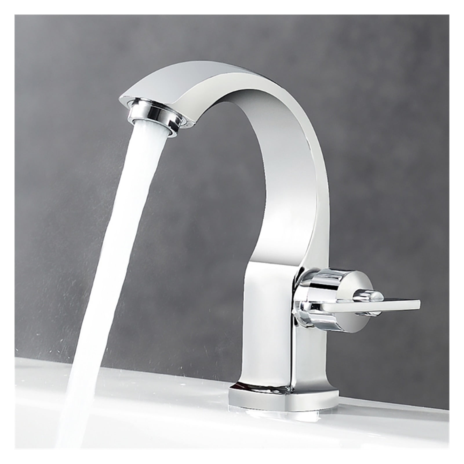 Chrome Bathroom Basin Copper Tap Single Handle Spout Sink Bath Cold Water Faucet Home Garden Supplies for Kitchen ,360° Swivel Spout